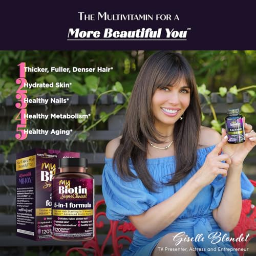 Purity Products MyBiotin SuperClinical New 5-in-1 Elite Multivitamin + MB40X Biotin Matrix Daily Multi - Thicker Hair Starting in 3 Weeks - 40X More Soluble vs Ordinary Hair Skin Nails - 120 Tabs - Thumbnail 3