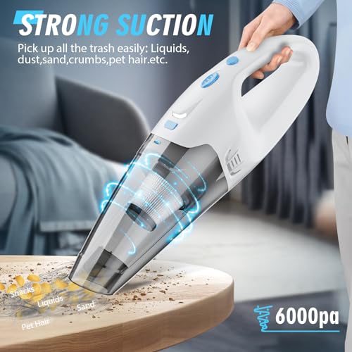 Fuoayoc Handheld Vacuum Cordless,Car Vacuum Portable Cordless,Strong Suction Portable Hand Vacuum Cordless Rechargeable With Led Light/20 Mins Runtime,Mine Car Hand Vacuum For Home And Office Cleaning thumb #4