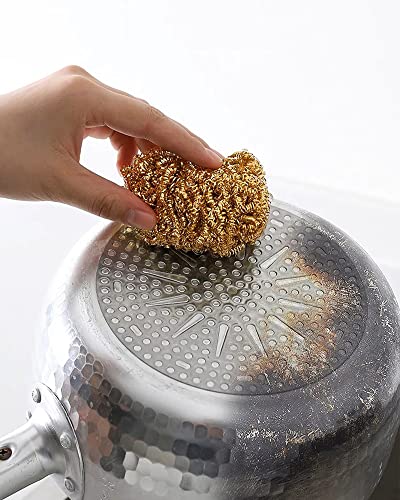 Docduet Brass Scrubber Magic Eraser Scouring Pad Cast Iron Kitchen Scrubber For Dishes Wall Tub Cleaner Scrub Household Cleaning Supplies (6Piece) #TOP5