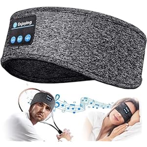 KSALUX – Bandeau Bluetooth Stéréo HD | Casque Sommeil Anti Bruit | 10-14h Autonomie | Confortable et Lavable | Idéal Sport et Voyage | Microphone Intégré | Bandeau Gris | 1 unité
