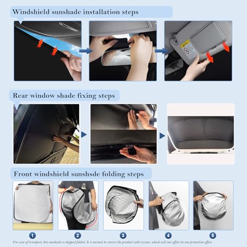 Image of KMF Windshield Sun Shade Replacement for Ford Escape Accessories 2020-2024, Side Window Sun Shade Cover Sun Visor Shield Cover, Rear Window Sunshade for Camping /Baby UV Block and Privacy Protect