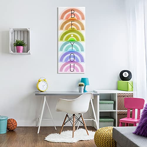 Stupell Industries Be You Kids Motivational Typography Stacked Rainbows, Designed by Daphne Polselli Canvas Wall Art, 20 x 48, Multi-Color2