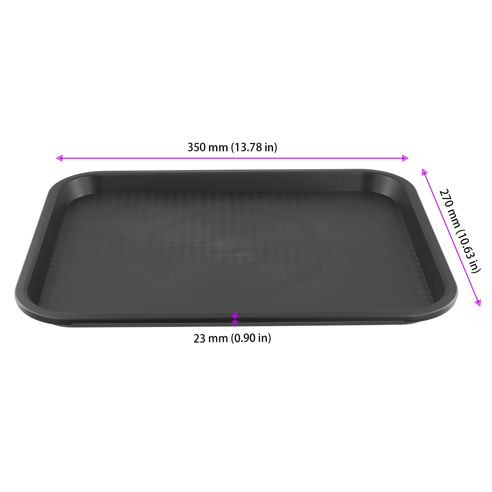FUNSUEI 12 vassoi fast food, rettangolari, nero, 35 x 27 x 2,3 cm, in plastica per cucina, ristorante