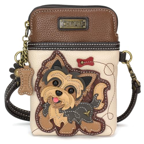 Image of CHALA Dog Collection Cell Phone Crossbody Purse-Women PU Leather /Canvas Multicolor Handbag with Adjustable Strap