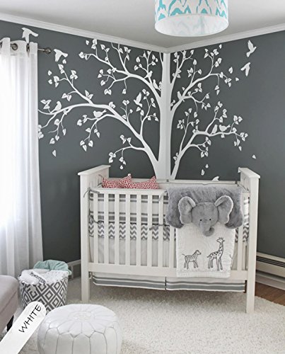 Vinilo decorativo grande árbol blanco para esquina miniatura 2