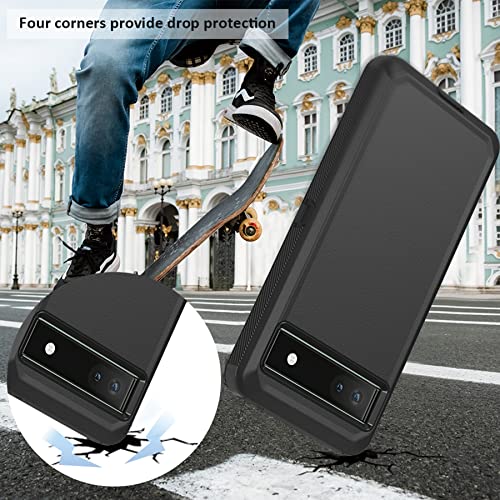 Compatible With Google Pixel 6A Case, With Belt Clip Holster Heavy Duty Rugged Shockproof Full Body Protection Kickstand Phone Case For Google Pixel 6A (Black) #TOP5