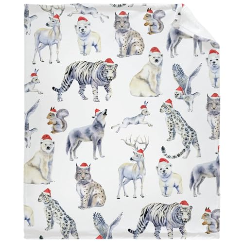 ARTBLANKET Blanket Gifts 60x50 Inch for Teen,Christmas Winter Forest Animals Thorw Blankets for Girls Womens,Lightweight Fleece Blankets for Lovers Couch Bed Sofa