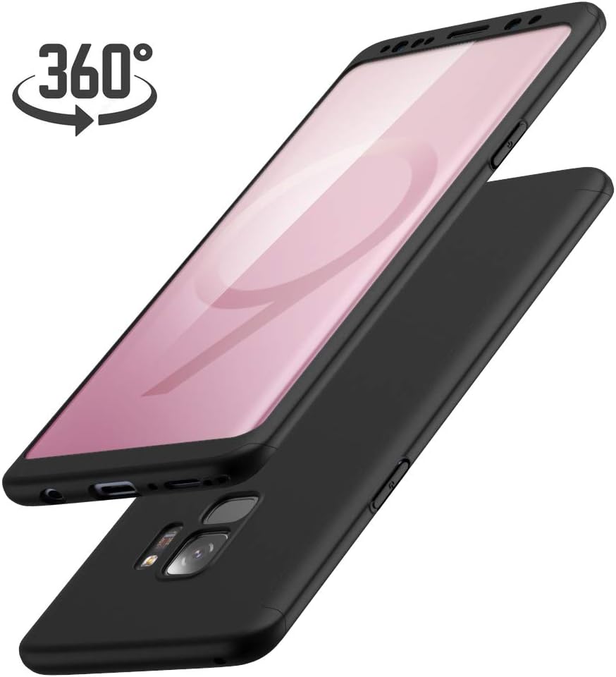 Samsung Galaxy S9 Case with Screen Protector, Luckydeer Samsung Galaxy S9 Cover 360 Degree Protection Hard PC Ultra Thin Slim Full Body Lightweight Samsung S9 Case Front and Back - 5.8inch (Black)