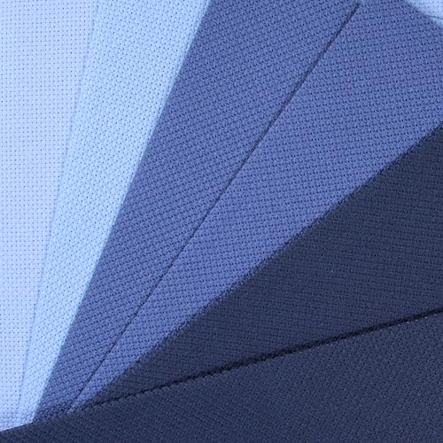 Image of KCS 6 pc of 12 inch x 18 inch(30cmx45cm) 14CT Counted Cotton Aida Cloth Cross Stitch Fabric (Light Blue+Jeans Blue+Navy Blue)