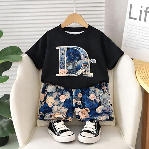 Image of Googo Gaaga Boys Printed Clothing Set | Tshirt Combo Set - Includes a stylish T-shirt and matching shorts for a complete everyday outfit.