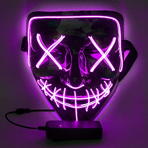 WUJUN Halloween LED Maske,Grusel-Cosplay,Party,Karneval,Farbwechsel-Licht – Ansicht 1