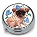 Cyberlee I Love My Pug - Pastillero de Metal Redondo Personalizable para Guardar medicamentos, tabletas, dispensador de Monedas, Bolsas o monederos