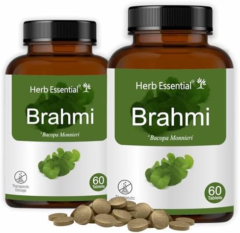 Herb Essential Brahmi Tablets, 120 Count (60 tab x 2), Brain Health Support