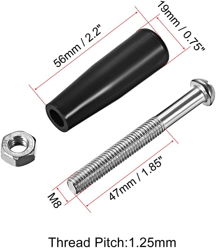 uxcell Clamping Handles Screw Knobs Handle,M8 x 47mm (DxL) Threaded Plastic Metal Revolving Handle Grip 2pcs
