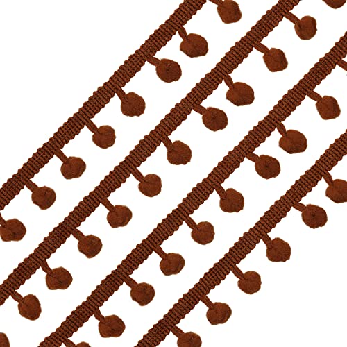 10 Yards 8/9" Wide（Brown）Pom Pom Small Round Ball Fringe Trim Diy Craft Sewing Accessory For Home Curtain Clothes Pillow Decoration(Brown -10Yards) #TOP13