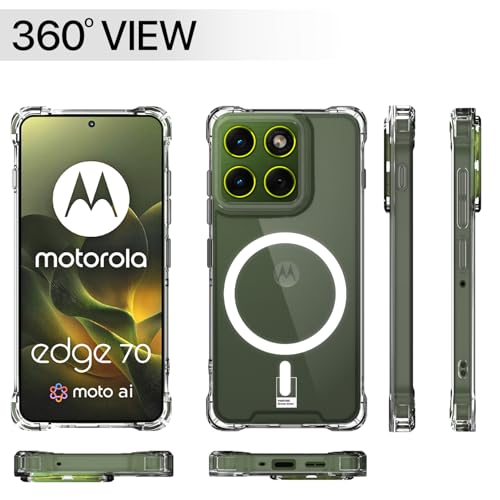 Image of Amazon Basics Back Cover for Motorola Moto Edge 70 5G Mag-Safe Shockproof PC + TPU Protective Case Magnetic Support Bumper Case (Transparent Mag-Safe)
