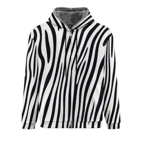 Sweat à capuche en polaire pour homme veste chaude à rayures zippée