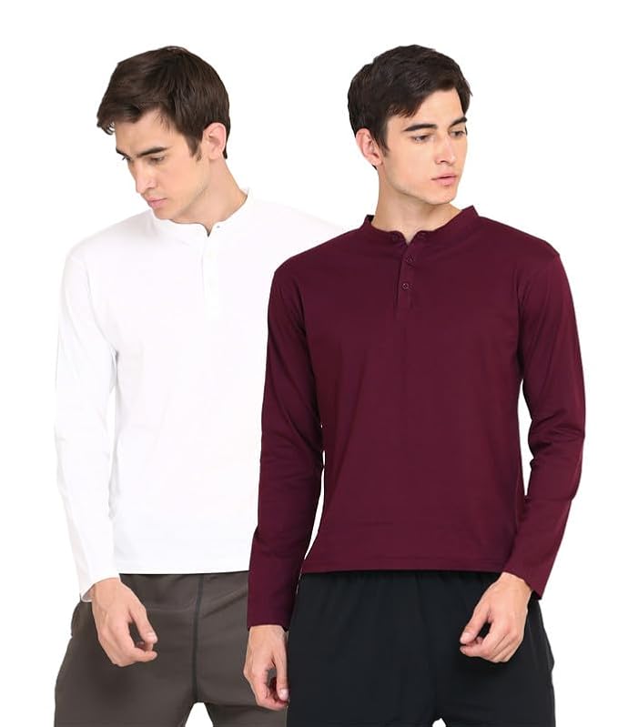 Ap'pulse Men's Long Sleeve Mandarin Collar (Pack of 2)