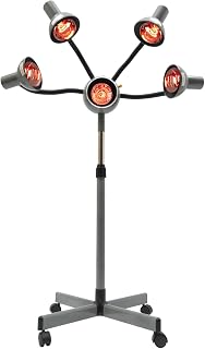 Hair Dryer, 5 Head Infrared Heat Lamp, Adjusting Height Styling Perming Dryer, Salon Heat Lamp, Chrome Arms, Metal, White