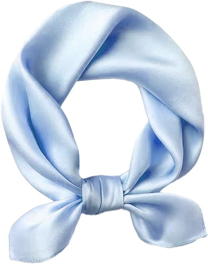 MEISEE Solid Color Mulberry Silk Scarf 20" Square Scarf Neck Scarf Hair Head Breathable Lightweight for Women Gift Packed