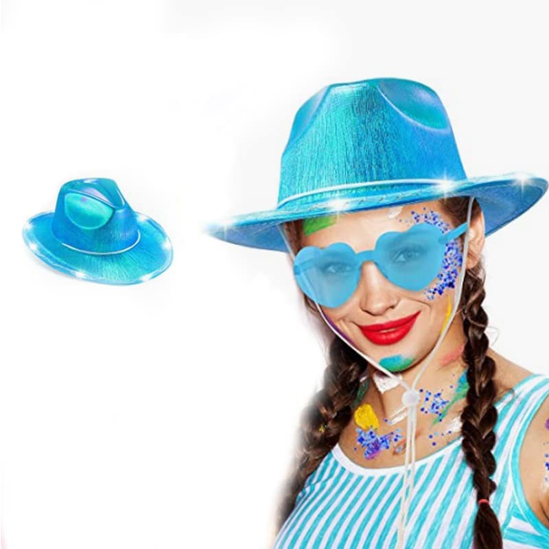 Image of Unisex Cowboy Hat Light Up Flashing LED Brim Fun Light Up Hat For Disco Party Halloween Costume