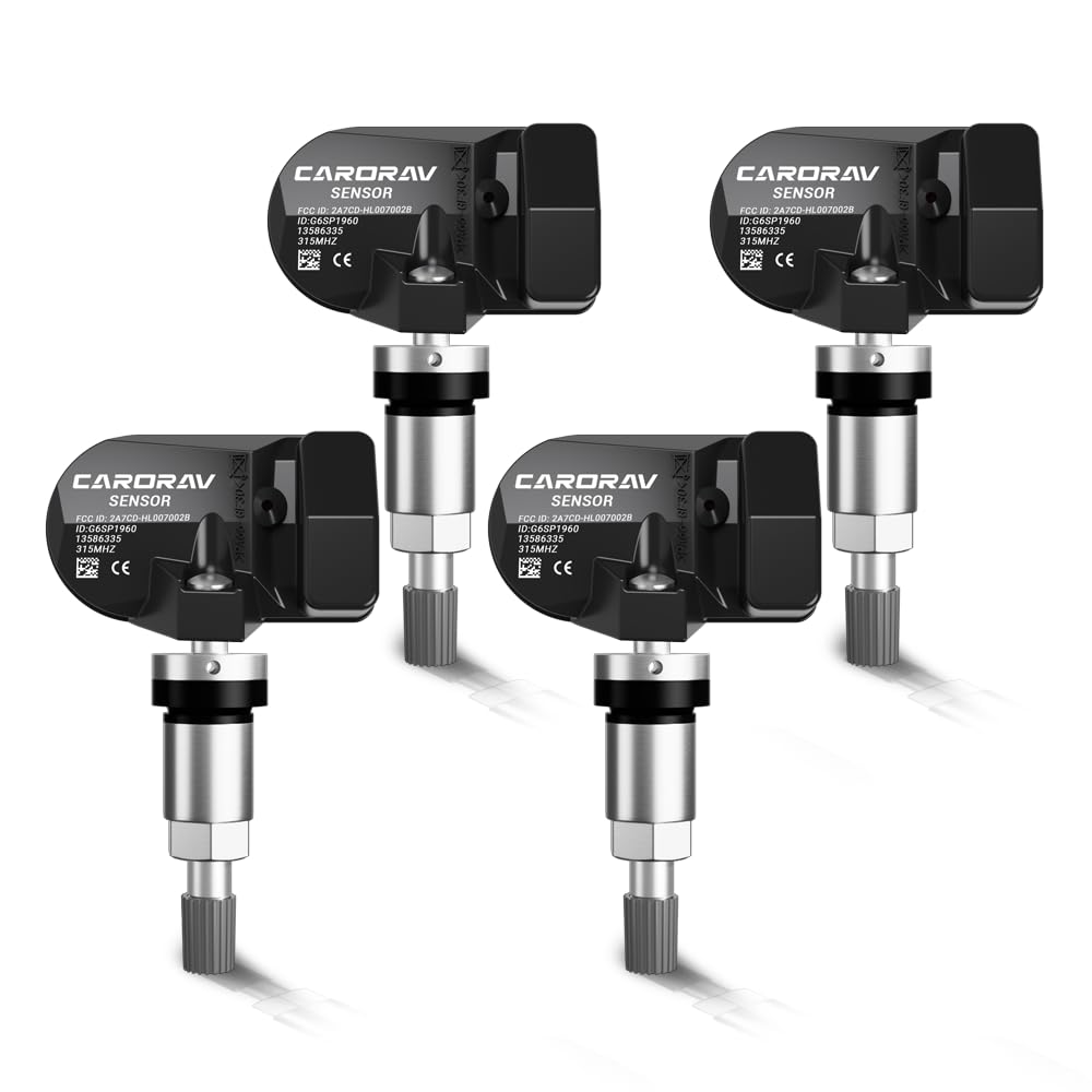 TPMS Sensor GM, 4-Pack Tire Pressure Monitoring System Sensor Replacement for GM Chevy GMC Cadillac Buick, 315MHz OE Replaces for 13586335 13581558 13598771 13598772