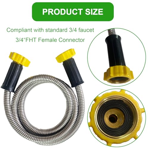 304 Stainless Steel Garden Leader Hose, with Female to Female Connector, Short Water Hose for Outdoor,Max for Cleaning Pet Car Wall,12FT by Seokmiat - Used condition - Image 2