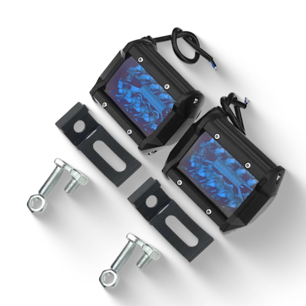 Riloer Oświetlenie robocze LED, 10-32 V, DC, 30 W, kompatybilne z samochodem ciężarowym, kamperem, przyczepą, ATV, SUV, motocyklami, autobusem, łodzią, niebieska osłona (niebieskie światło)