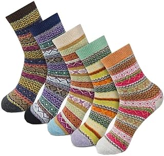 Women Winter Socks, 5 Pairs Women Thermal Knit Warm Casual Wool Crew Winter Ladies Socks, Multicoloured