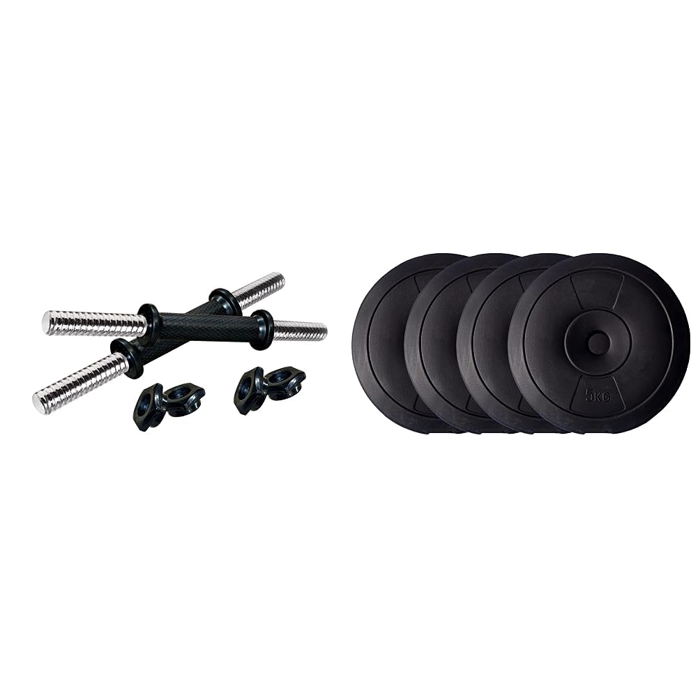 Spanco Silver Color CRC Pipe Inside Concrete with Plastic Nuts Dumbell Rod Pair Perfect & Spanco (1 Kg. X 4) 4 Kg. P.V.C Weight Plates
