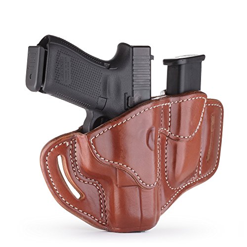 1791 GUNLEATHER G19 Holster - Right Hand OWB Leather Holster for Belts - Compatible with Glock 19, 23, 26, 27, H&K VP40 and Springfield XDS (BH2.1) (Combo Classic Brown)