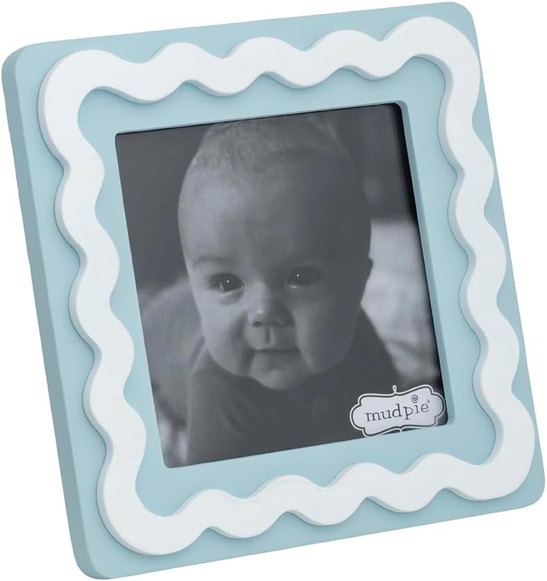 Mud Pie Rectangle Blue Ric-Rac Wood Frame