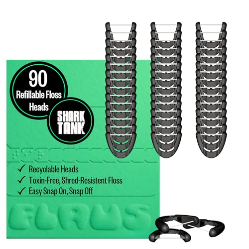 FLAUS Nachfüllpackungen für elektrische Zahnseide, 90 Karat, nachfüllbare Zahnseide-Plektren, schnipselfest, leicht gleitende Zahnseide, sanfte Zahnfleischpflege, von Zahnärzten empfohlene Zahnseide