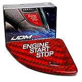 iJDMTOY Genuine Carbon Fiber Keyless Engine Start/Stop Push Start Button Cover Compatible with Cadillac 2013-2019 ATS ATS-V (Sports Red)