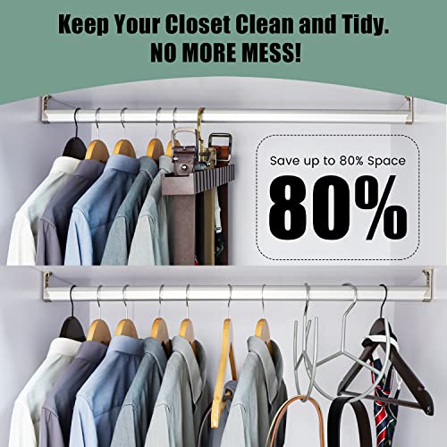 Belt Hanger For Closet, Wooden Belt Organizer Wall Mount, Tie Rack Space Saving, Belt Racks For 14 Belts With Hook And Tape, Closet Belt Storage For Men Or Women, Wine #TOP6