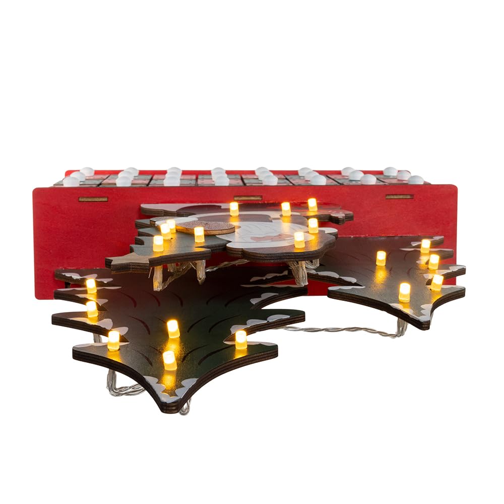 Kurt Adler 40 cm batteriebetriebener hölzerner LED-beleuchteter Adventskalender