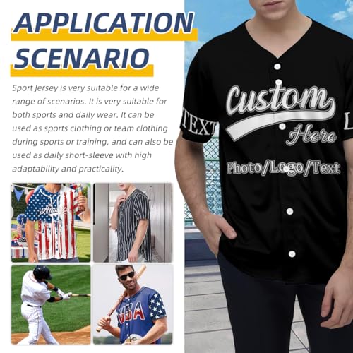 Camiseta personalizada de béisbol con texto de logo y número para equipo, uniforme deportivo personalizado para hombres y mujeres miniatura 7