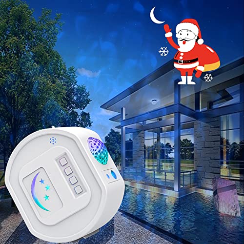HBIAO 5-in-1 Santa Claus Led Projector, Christmas Projector Lights,Christmas Pattern, Led10-color Water Pattern and Starry Laser, Night Light and Bluetooth Speaker,Black