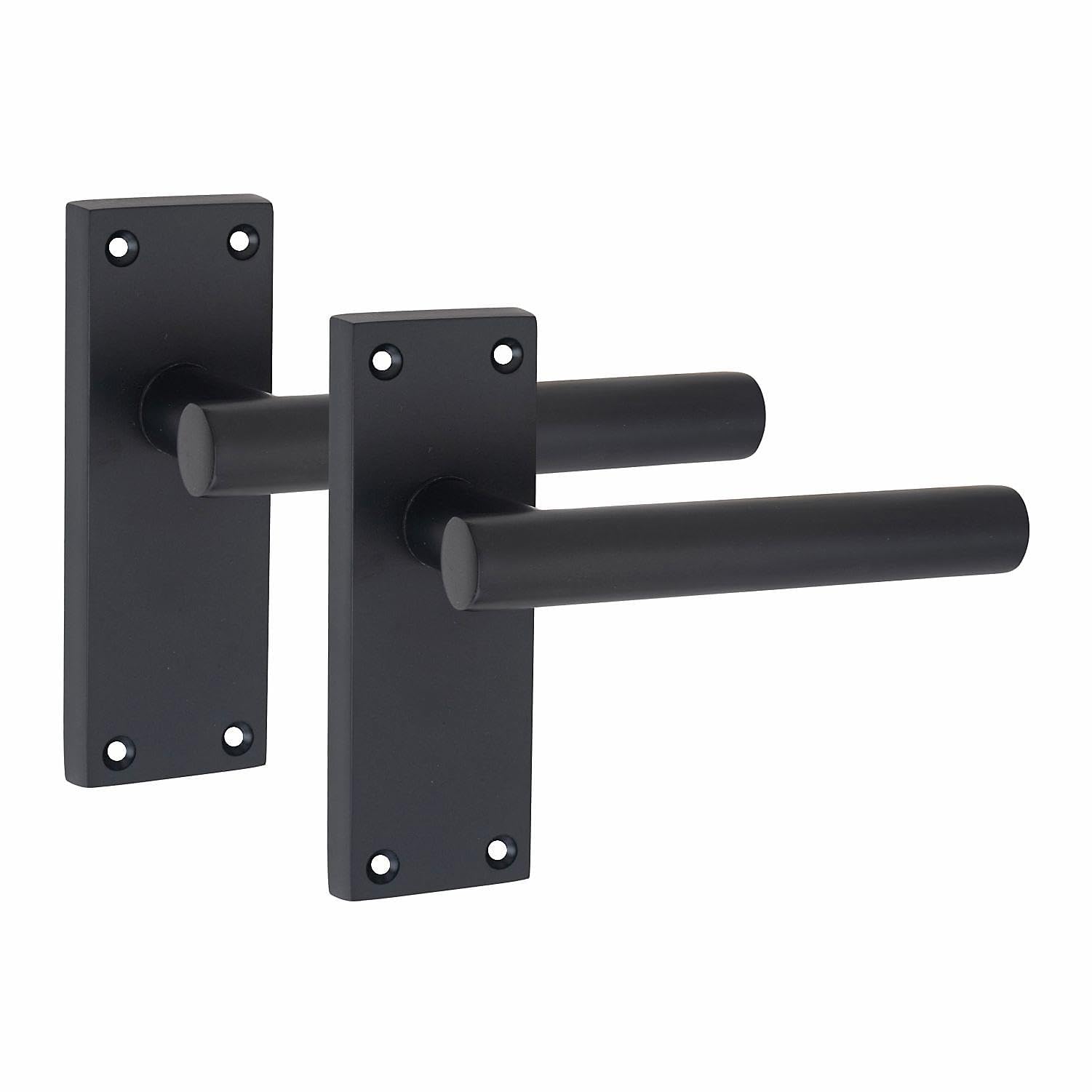 1 Pair of Victorian Straight T-Bar Handle Latch Door Handles Black Matt Black with 120mm x 40mm Backplate - Golden Grace