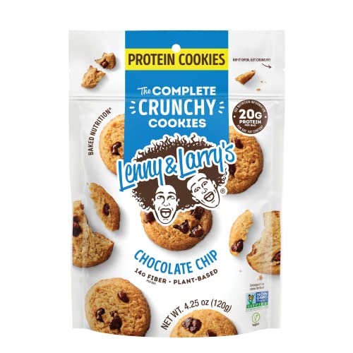 Lenny & Larry's The Complete Crunchy Cookie, Chocolate Chip, 6G Plant Protein, Vegan, Non-Gmo, 1.25 Ounce Pouch (Pack Of 12) #TOP1