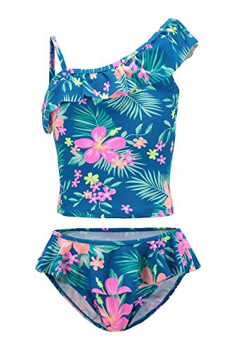 Image of Girls Two Piece Tankini Swimsuits Hawaiian Ruffle Bathing Suit Summer Beach Swimwear Set