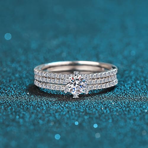 14K Gold 1ct Diamond Three-Stone Women's Bridal Rings Sets, VVS1 D-Color Promise Ring, A great gift for any Valentine's Day4