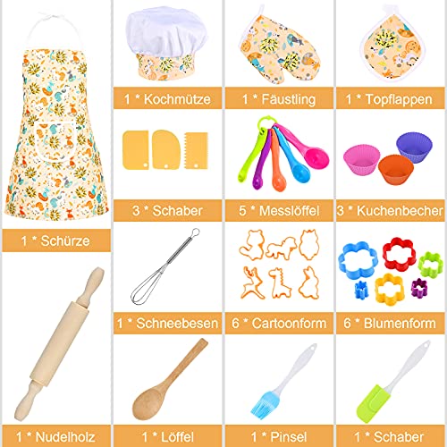 Backset Rollenspiele,GOLDGE 32PCS Backset Kinder Spielzeug Kinderküche Zubehör Chef-Set Koch-und Backset für Kinder… – Bild 3
