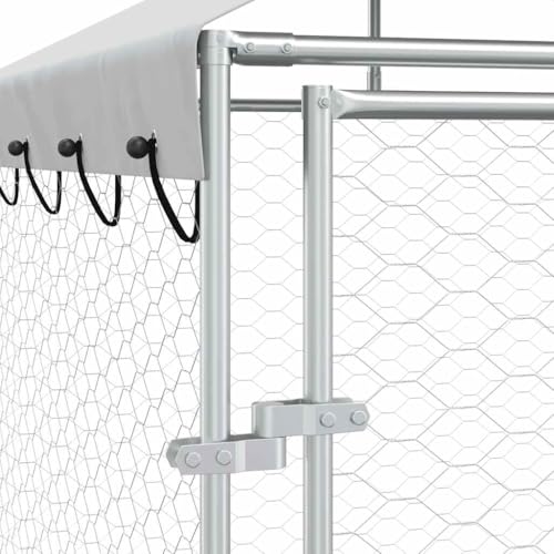 vidaXL Outdoor Hundehütte mit Dach Silber 4x4x2,5m Stahl verzinkt