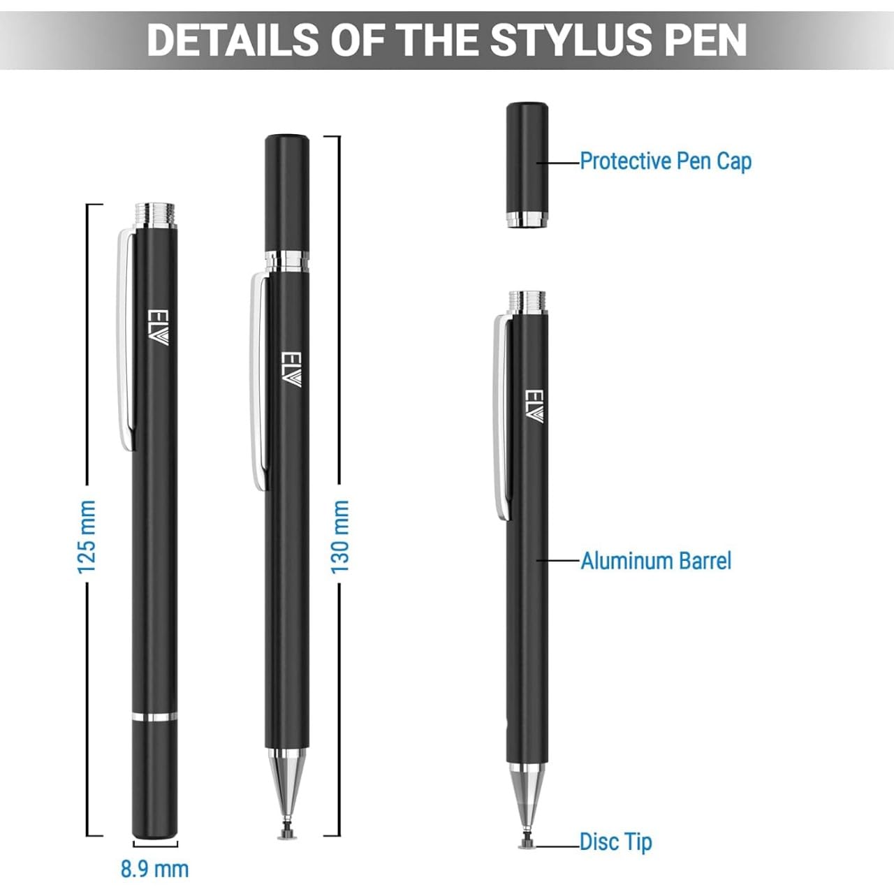 Elvfpstyli 2gen Jetblkin Fine Point 2nd Gen Stainless Steel Stylus - Main Image