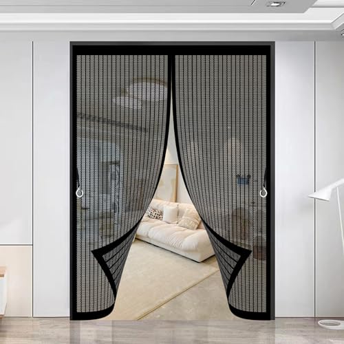 Moustiquaire aimantée de porte 105x160 cm noir rideau anti mouche amovible - 2