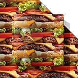 Dtiafu Funny Hamburger Wrapping Paper for Men Women - Funny Burger Gift Wrap for Birthday Holilday Party Christmas - 20 X 28 Inch Per Sheet(6 Sheet)