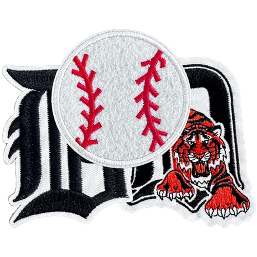 3Pcs Detroit Baseball Iron On Patches - Embroidered Applique for Hats T-Shirts Backpacks Jeans.(Detroit)