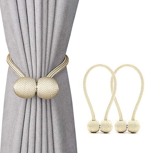 OEXEO 2 PCS Curtain Tiebacks Random Modelling Curtain Holdbacks Drapery Tie Backs,Decorative Rope Hook for Window Blackout and Sheer Panels No Need Punching (Beige) (B-#5) (A-#1)