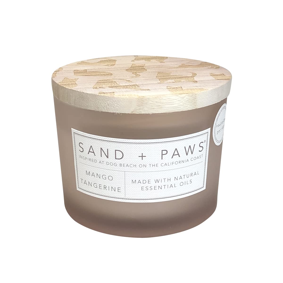 Sand + Paws Scented Candle - Mango Tangerine - Luxurious Air Freshening Jar Candles Neutralize pet Odors and Enhance Home décor – 100% Cotton